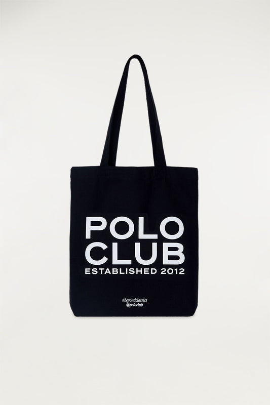 Tote bag con impresión gráfica frontal en negro