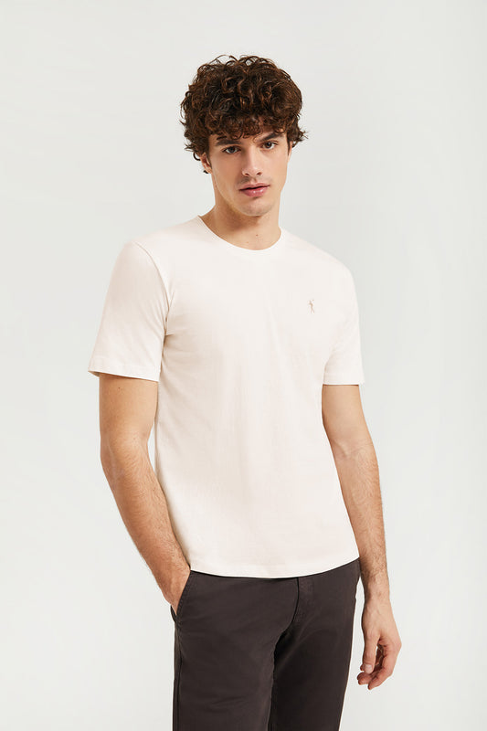 Camiseta de manga corta beige con logo Rigby Go