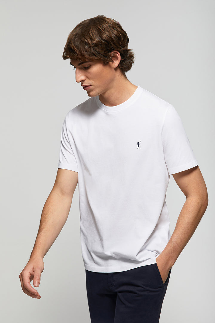 T-shirt básica branca de algodão com logótipo Rigby Go