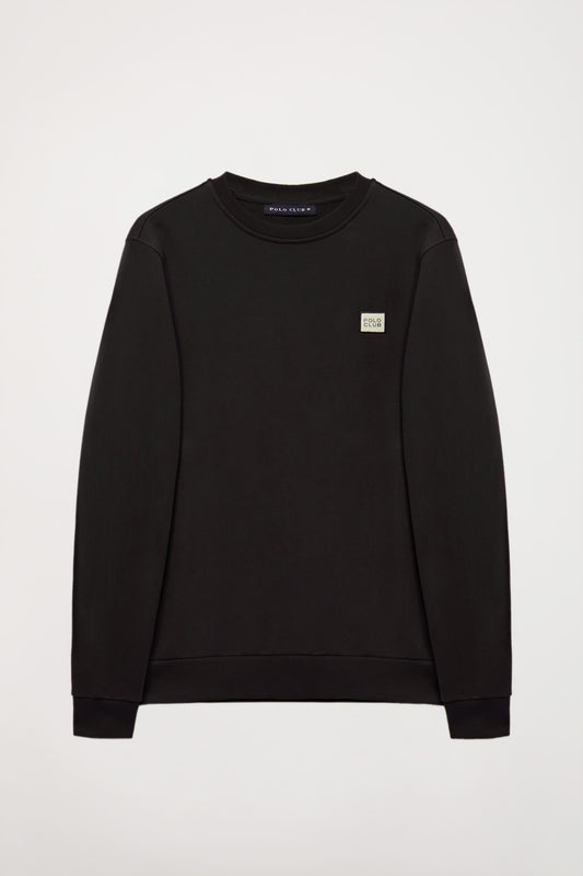 Sudadera negra de cuello redondo y detalle Polo Club
