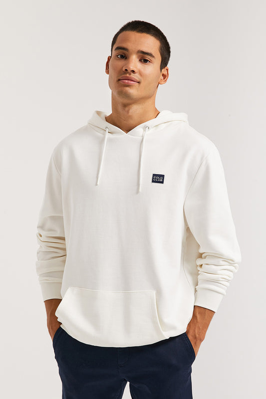 Sudadera blanco roto con capucha y detalle Polo Club