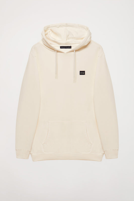 Sudadera blanco roto con capucha y detalle Polo Club