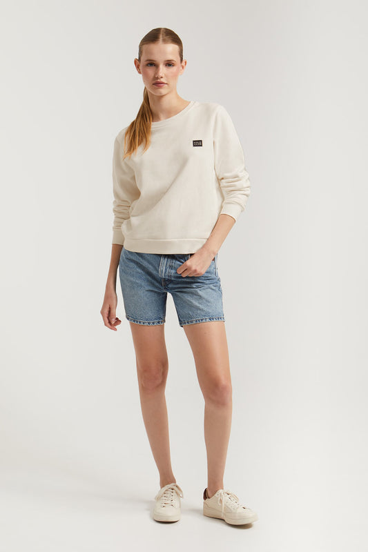 Sudadera blanco roto de cuello redondo y detalle Polo Club