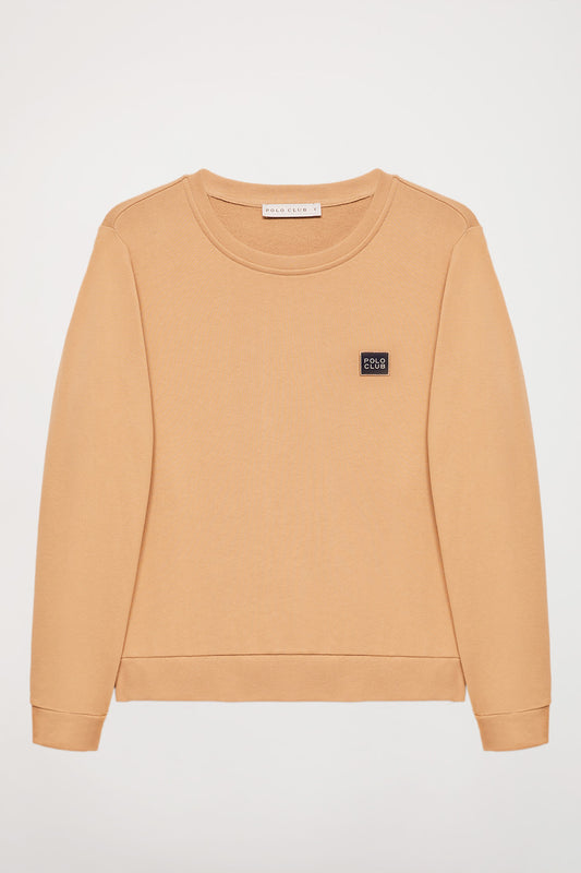 Sudadera marrón de cuello redondo y detalle Polo Club