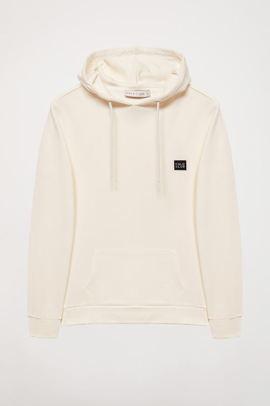 Sudadera blanco roto con capucha y detalle Polo Club