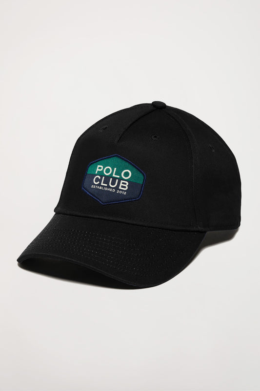 Gorra beisbolera negra con logo