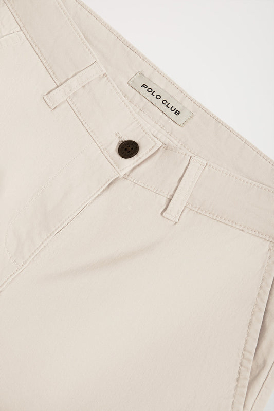 Pantalón chino Slim fit ecru con detalle Polo Club