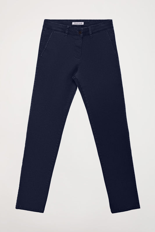 Navy-blue slim-fit chinos with Polo Club detail