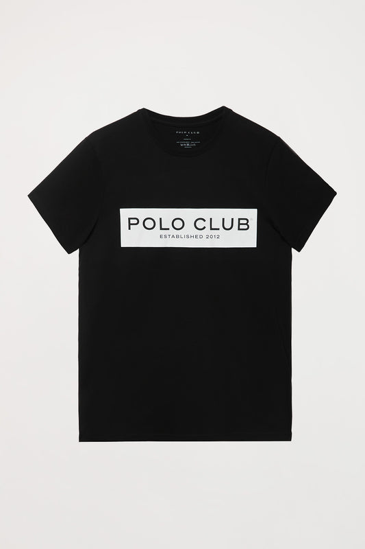 Camiseta negra con print en block Polo Club