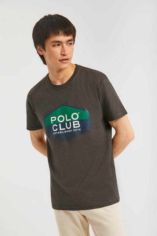 Camiseta plomo con print hexagonal