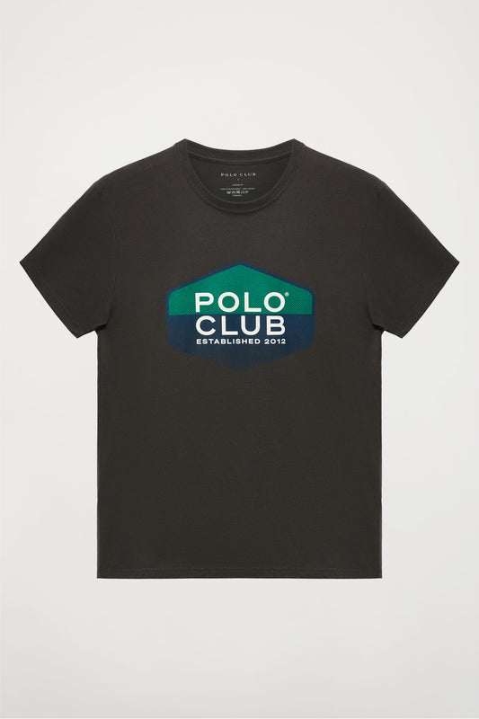 Camiseta plomo con print hexagonal