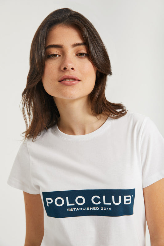 Camiseta blanca con print en block Polo Club