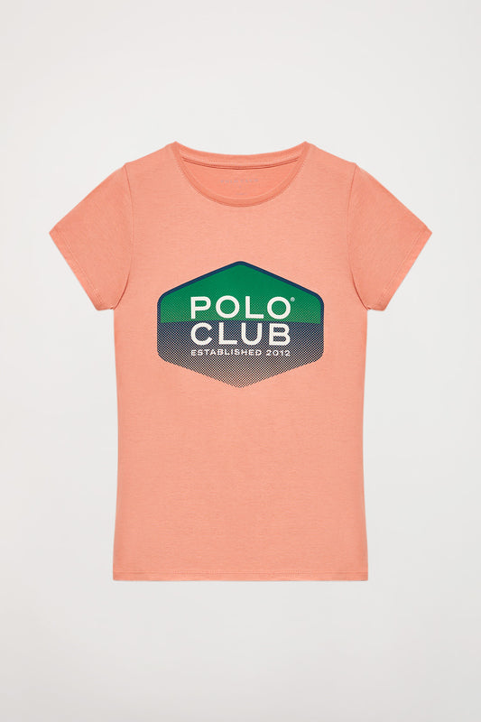 Camiseta color arcilla con print hexagonal