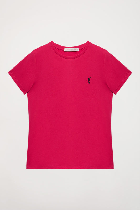 Camiseta básica fucsia de manga corta con logo Rigby Go