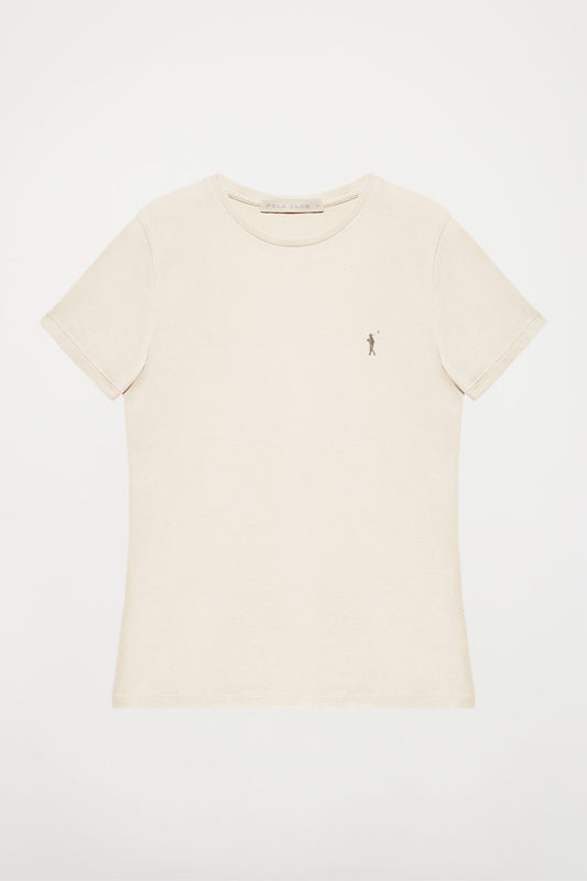 Camiseta básica beige de manga corta con logo Rigby Go