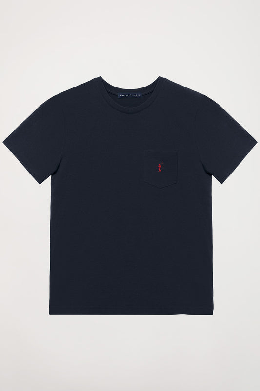 Camiseta azul marino con bolsillo y logo Rigby Go