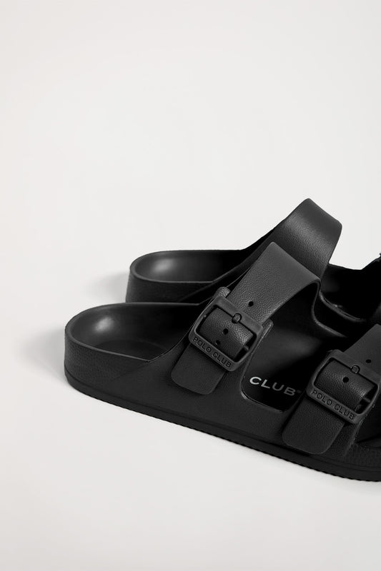 Chancla bio negra para hombre con hebillas
