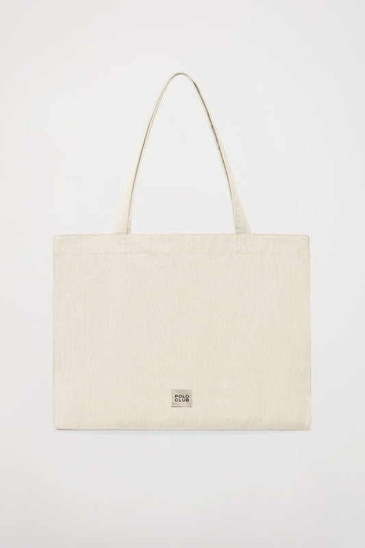 Ecru tote bag with Polo Club print