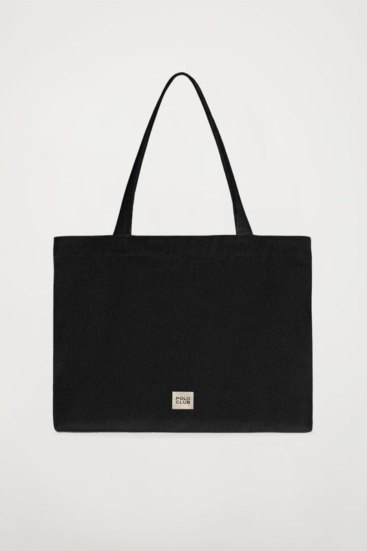 Tote bag negra con print Polo Club