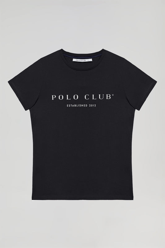 Camiseta negra con print icónico Polo Club
