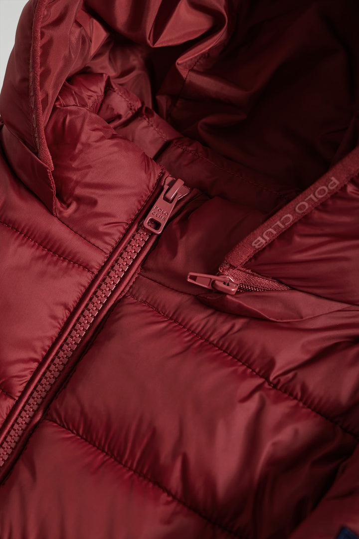 Burgundy ultralight Coop jacket with Polo Club details for kids