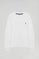 White round-neck basic sweatshirt with Rigby Go logo