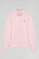 Pink half-zip sweatshirt with Rigby Go logo