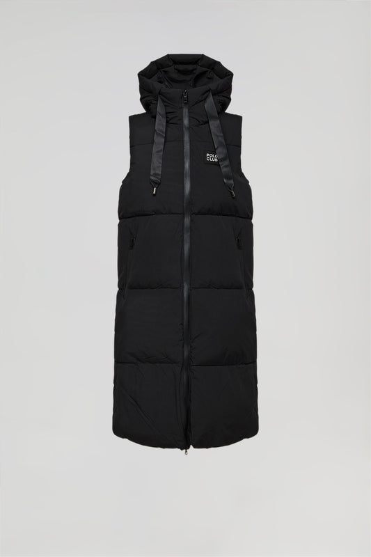 Black vest with enveloping hood and Polo Club rubber patch