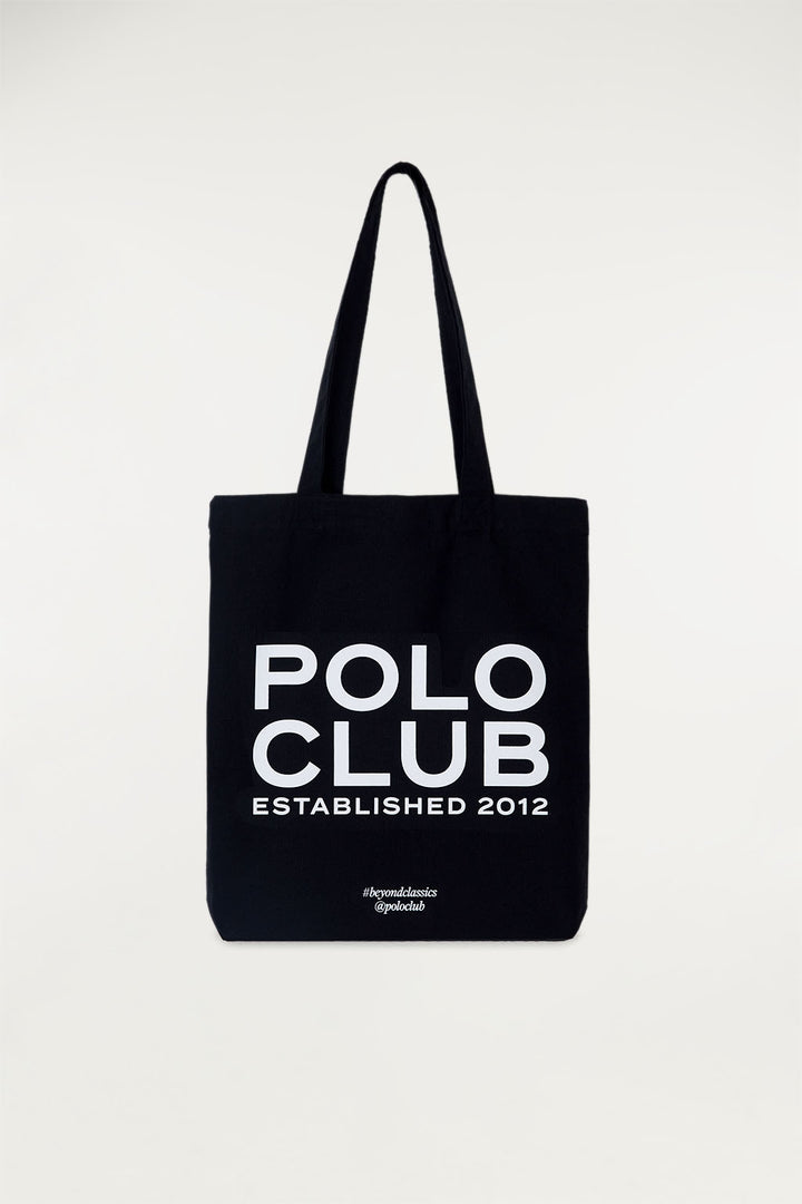 Tote bag con impresión gráfica frontal en negro