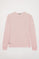 Sudadera orgánica rosa de cuello redondo y logo bordado