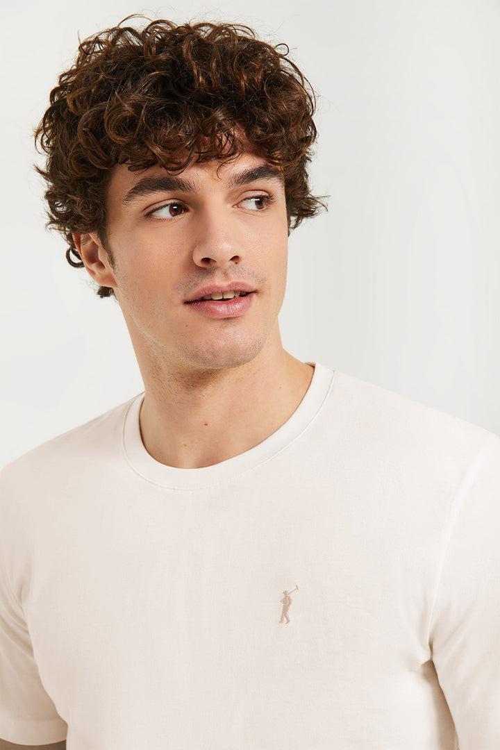T-shirt de manga curta beige com logótipo Rigby Go