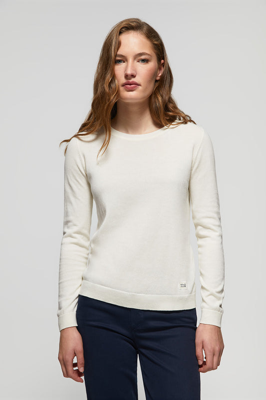 Nude round-neck basic jumper with Polo Club logo