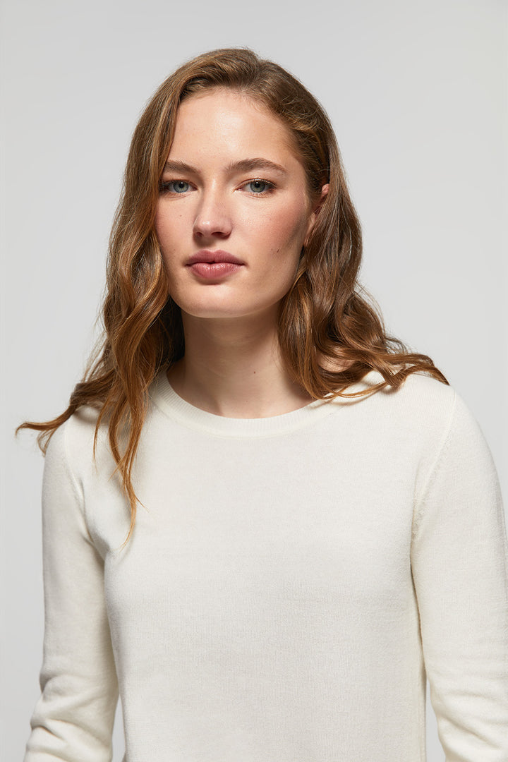 Nude round-neck basic jumper with Polo Club logo