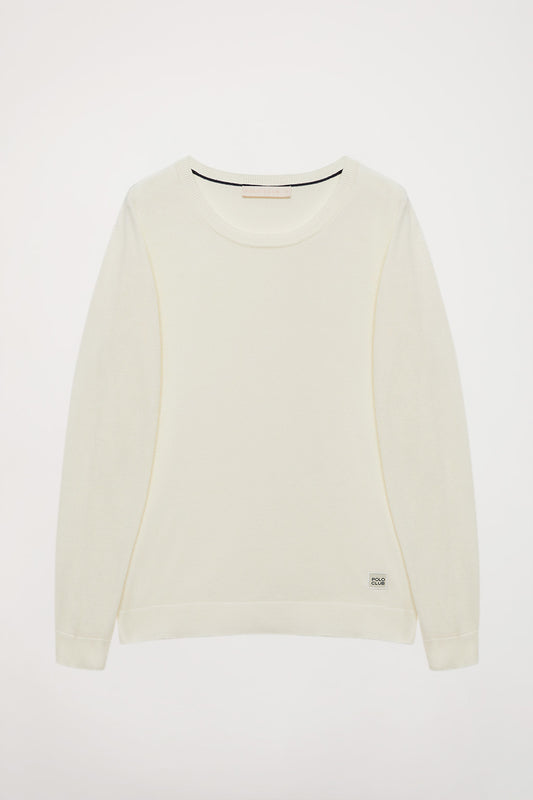 Nude round-neck basic jumper with Polo Club logo