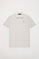 White pique polo shirt with three-button placket and contrast embroidered logo