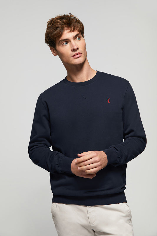 Sweatshirt básica azul marinho com decote redondo e logótipo Rigby Go