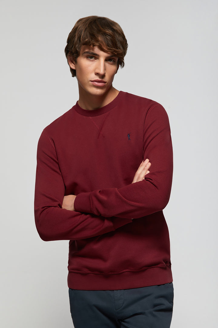 Sweatshirt básica grená com decote redondo e logótipo Rigby Go