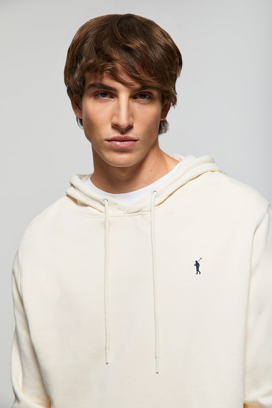 Sweatshirt com capuz e bolsos beige com logótipo Rigby Go