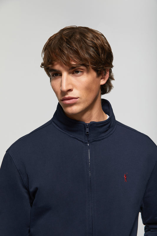 Sweatshirt aberta de gola alta em azul marinho com logótipo Rigby Go