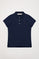 Navy-blue short-sleeve pique polo shirt with Rigby Go logo