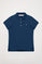 Indigo-blue short-sleeve pique polo shirt with Rigby Go logo