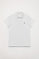 White short-sleeve pique polo shirt with Rigby Go logo
