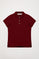 Maroon short-sleeve pique polo shirt with Rigby Go logo