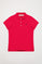 Fuchsia short-sleeve pique polo shirt with Rigby Go logo