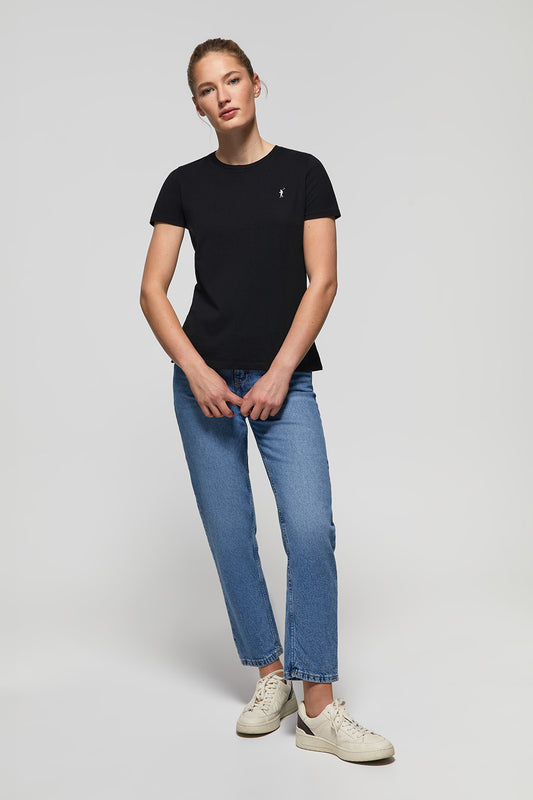 T-shirt básica preta de manga curta com logótipo Rigby Go