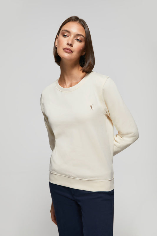 Sweatshirt básica beige com decote redondo e logótipo Rigby Go