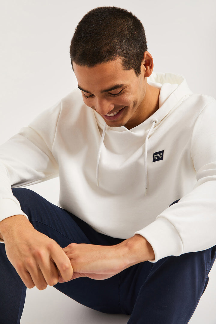 Sweatshirt em branco sujo com capuz e pormenor Polo Club