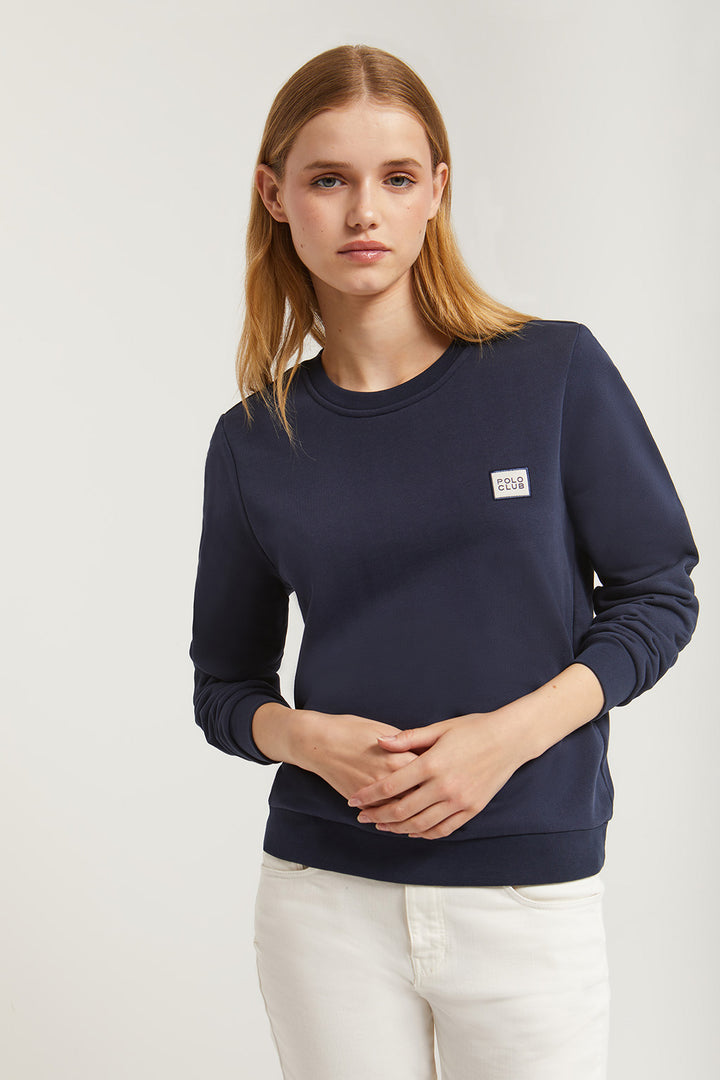 Sweatshirt em azul marinho com decote redondo e pormenor Polo Club