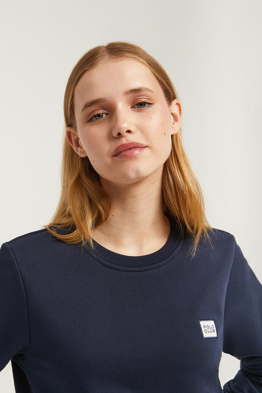 Navy-blue round-neck sweatshirt with Polo Club detail