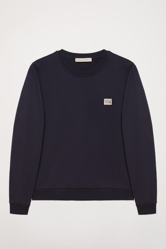 Navy-blue round-neck sweatshirt with Polo Club detail